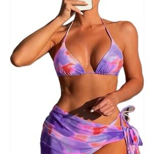 SHEIN Swim Summer Beach Tie Dye Bikini Set